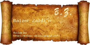 Balzer Zalán névjegykártya